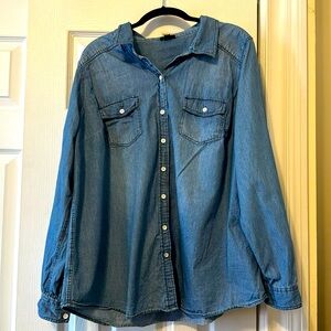 Plus Size Denim Button Down Shirt